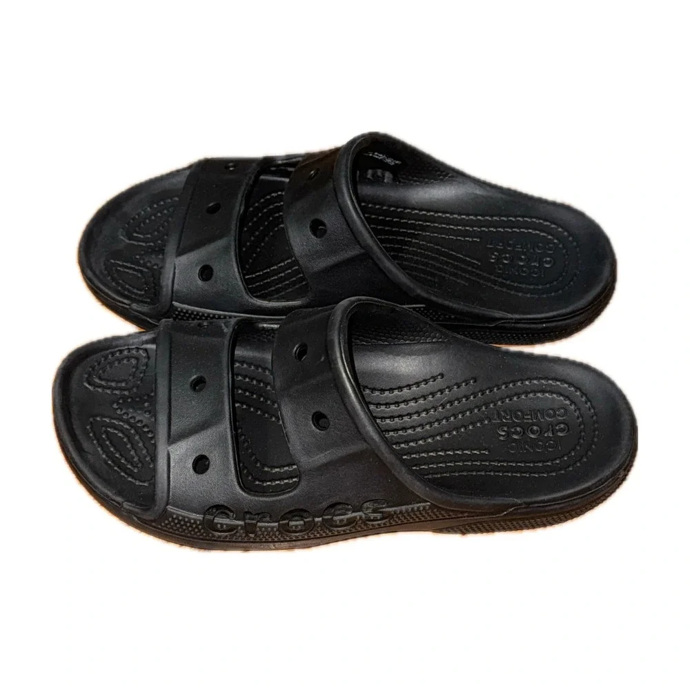 Crocs Classic Sandal Black Two Strap Slide Sandals Mens 7 Womens 9